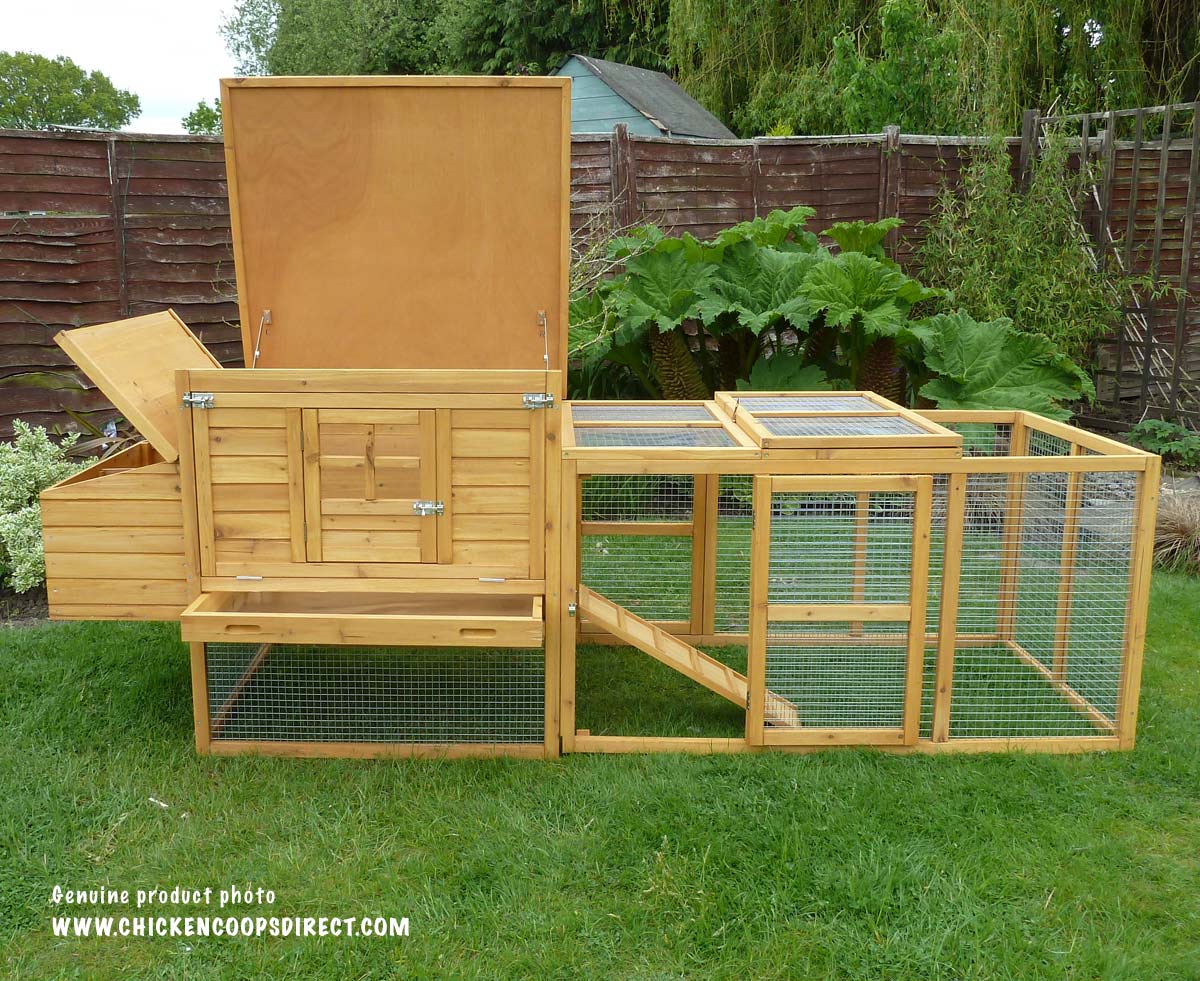 Chicken coop with top open